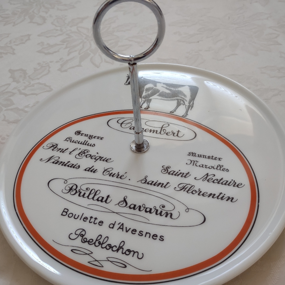 D'Auteuil Porcelaine Paris France Round Serving Plate With Handle Vintage - Picture 5 of 11